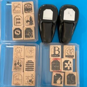 Stampin' Up! 3 Rubber Stamp Sets and 2 Tag punches
